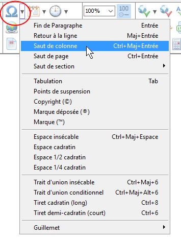 Insérer un caractère spécial