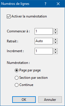 Numéros de lignes